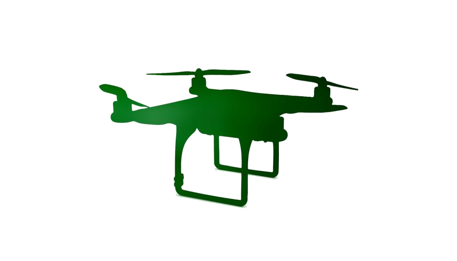 Green Quadcopter Silhouette With Landing Skids Transparent Background PNG
