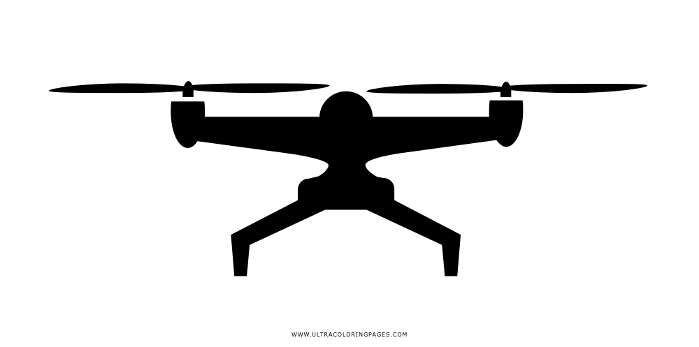 Side Profile Black Drone Silhouette With Long Propellers PNG Icon
