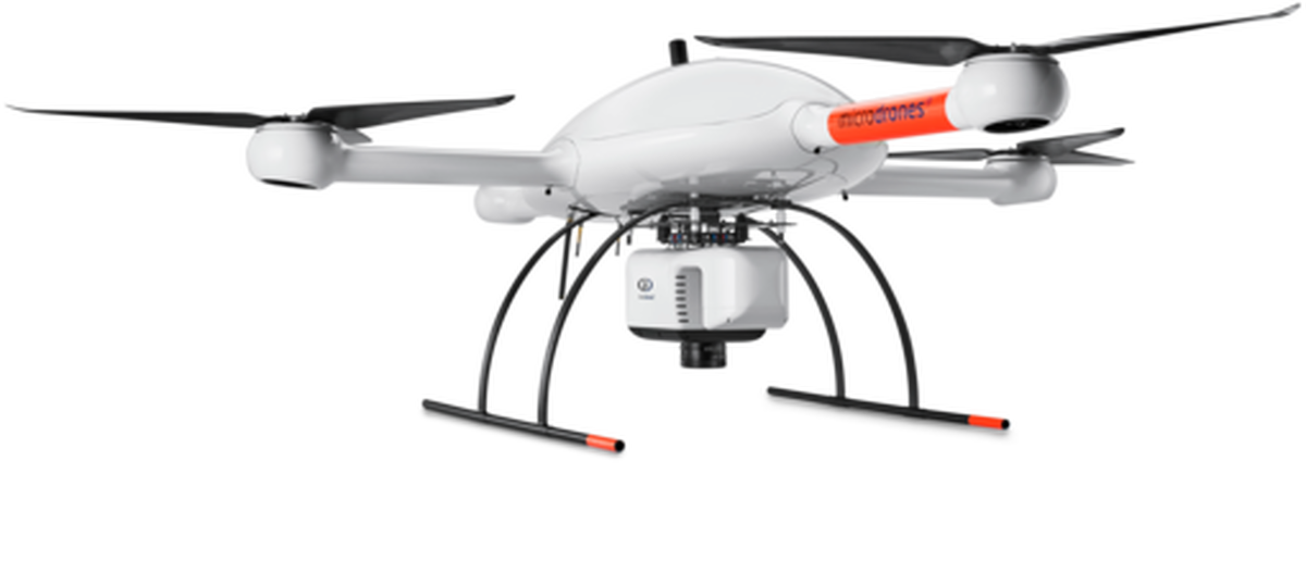 White Aerial Photography Drone With Camera And Curved Landing Skids PNG