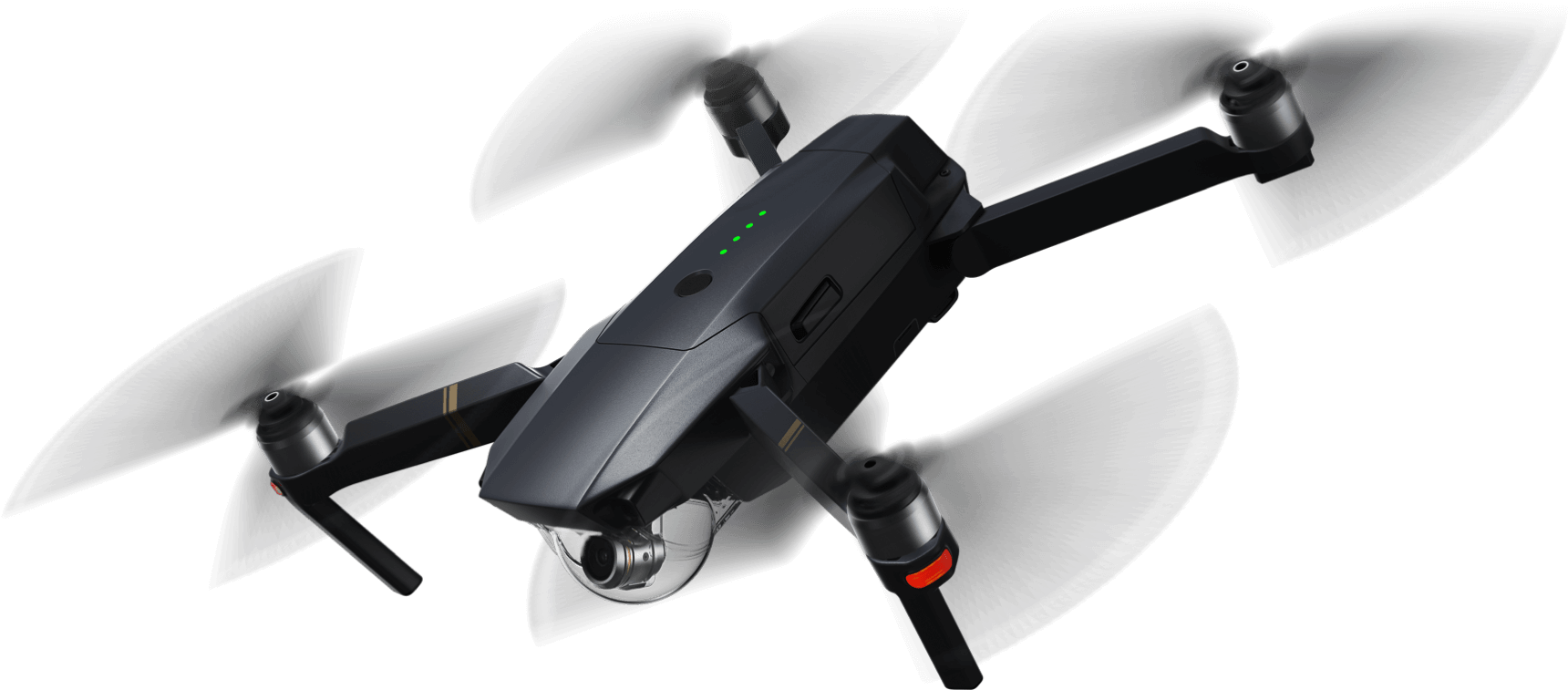 White Mini Drone With Folded Propeller Arms Angled View PNG Photo