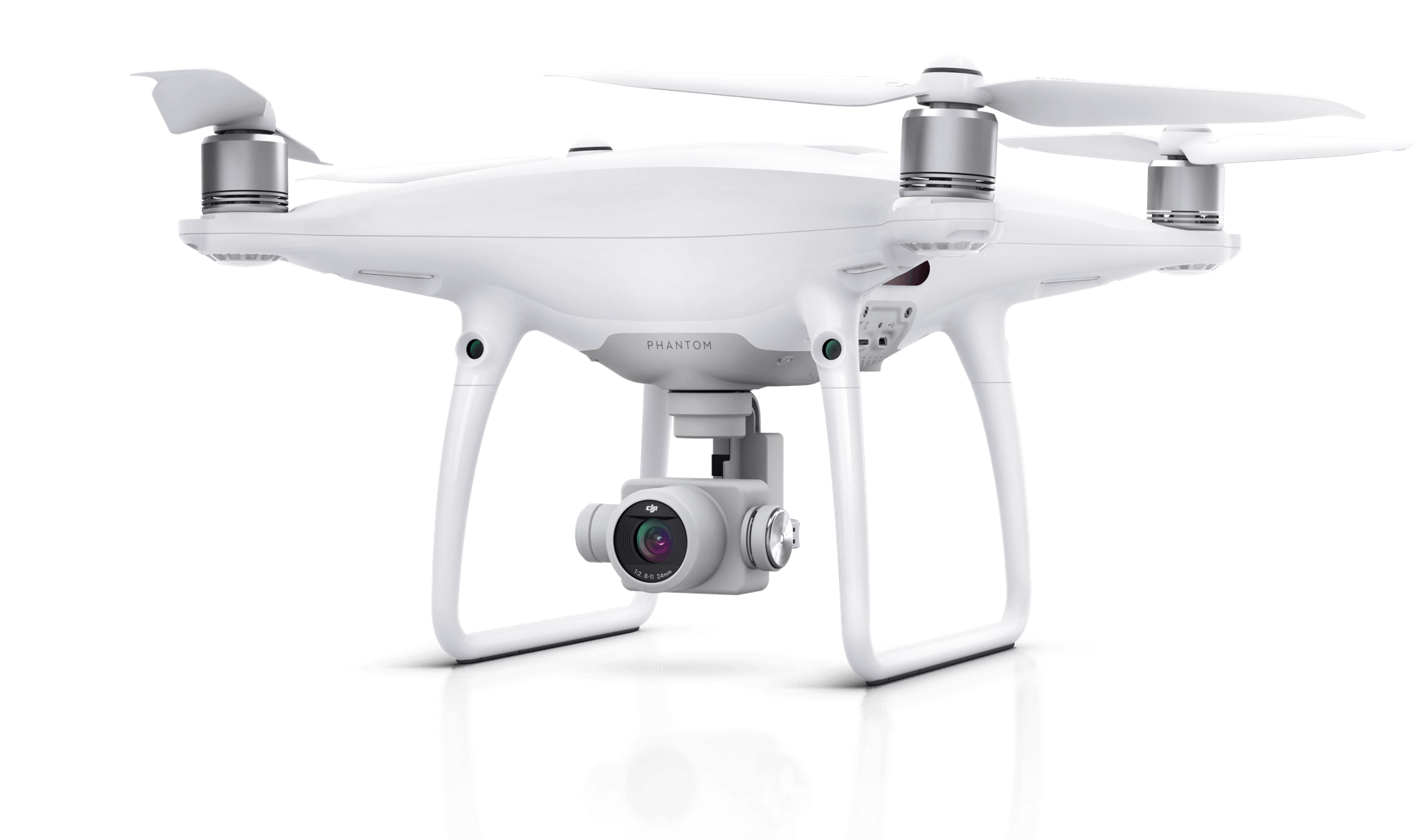 White Phantom Style Camera Drone With Four Rotor Blades PNG Product Image