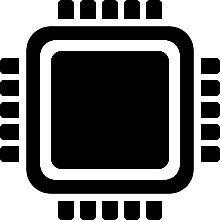 Bold Black CPU Microchip Symbol With Square Center PNG Icon