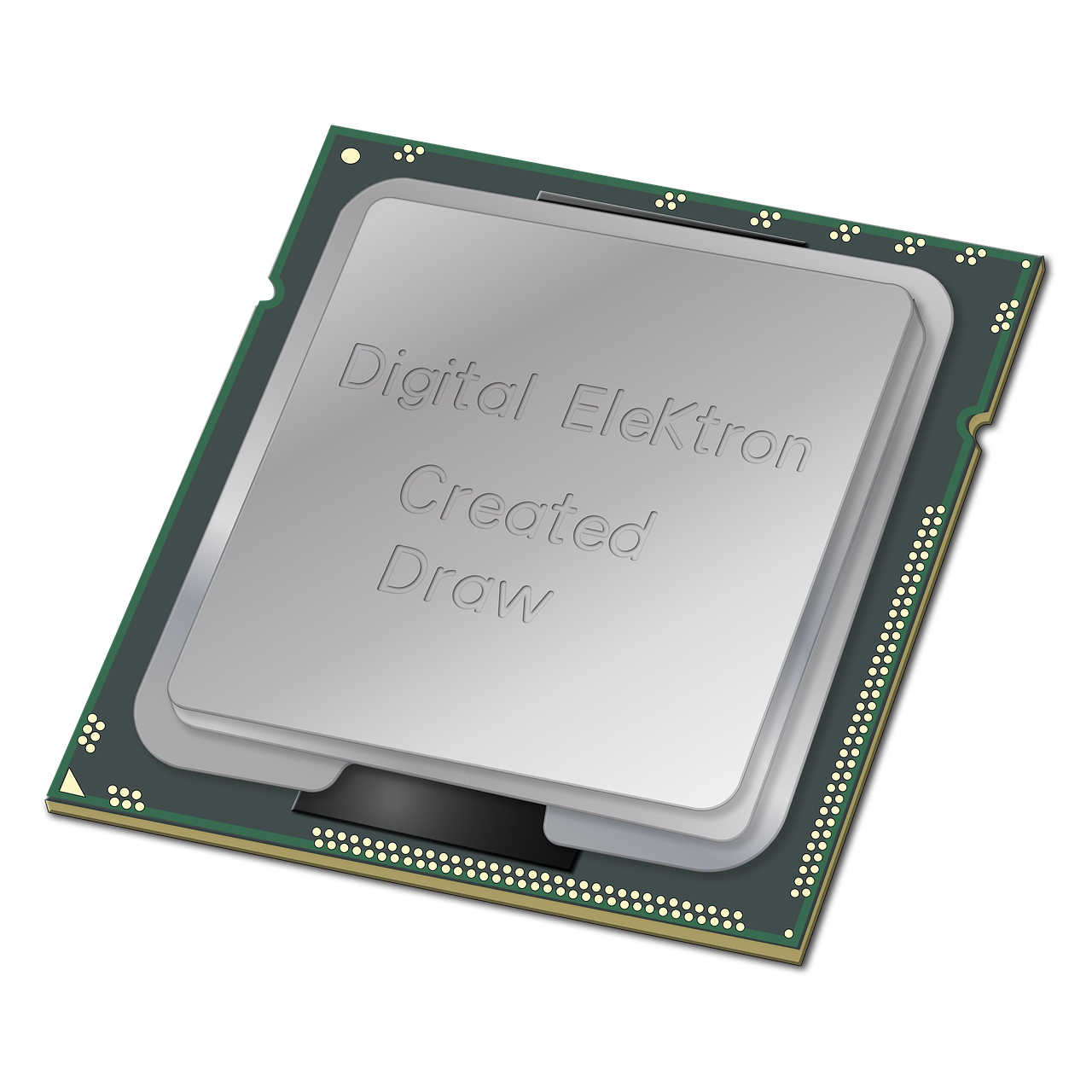 Digital Electronic Controller Chip With Printed Circuit Board PNG Image
