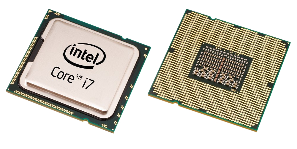 Intel Core I7 CPU Chip Front And Rear Contact Views PNG Product Image