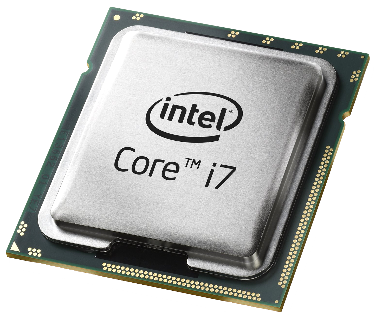 Intel Core I7 Processor Mounted On Green Computer Circuit Board PNG