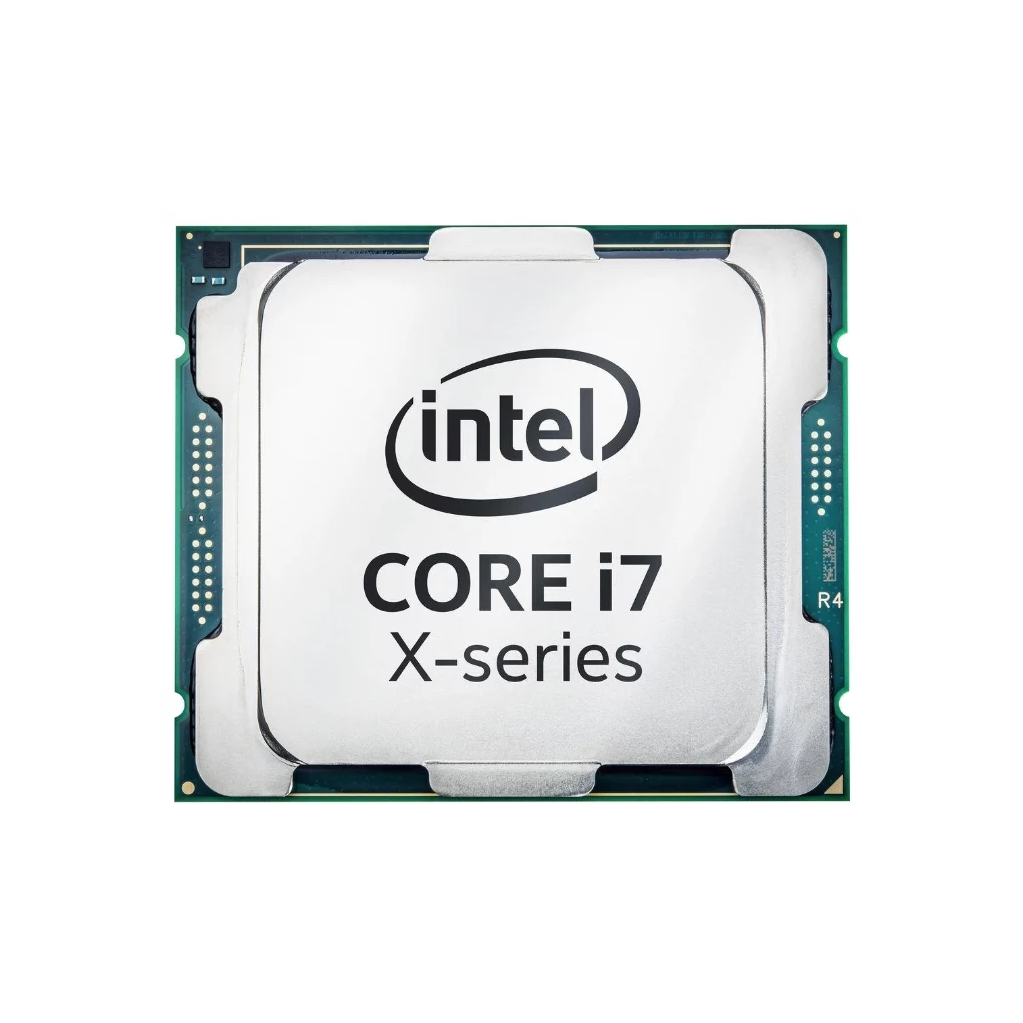 Intel Core I7 X Series CPU Chip Front View With Green Circuit Board PNG