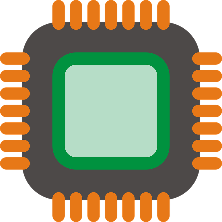 Orange And Green Computer Processor Chip Icon Transparent PNG Graphic