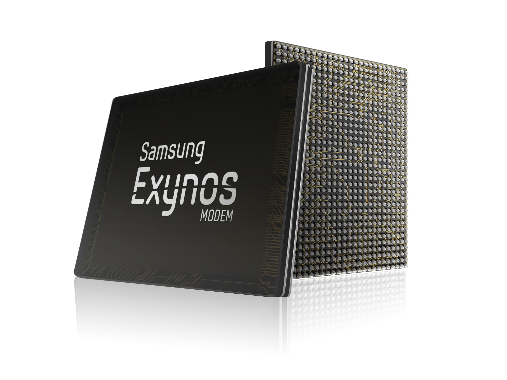 Samsung Exynos Mobile Processor Chip With Metallic Circuit Grid PNG Photo