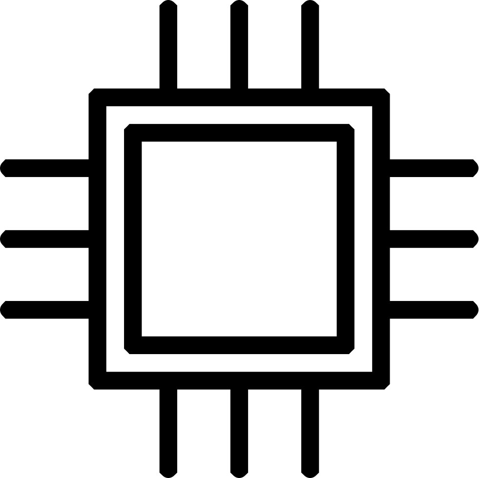 Simple Microprocessor Chip Outline With Connector Pins PNG Icon