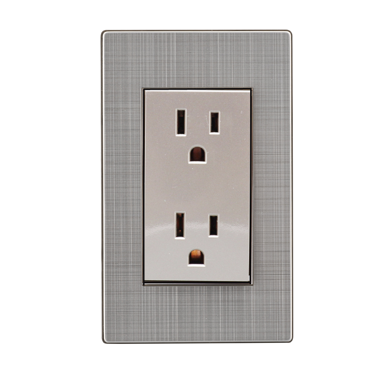 American Wall Plate With Two Vertical Duplex Power Outlets PNG Product Photo