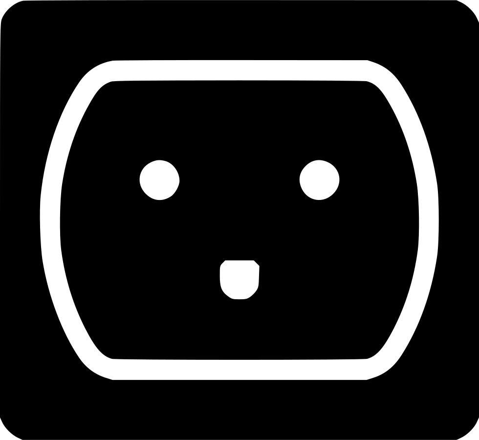 Black Wall Socket Face Symbol With Two Round Holes Transparent PNG Icon