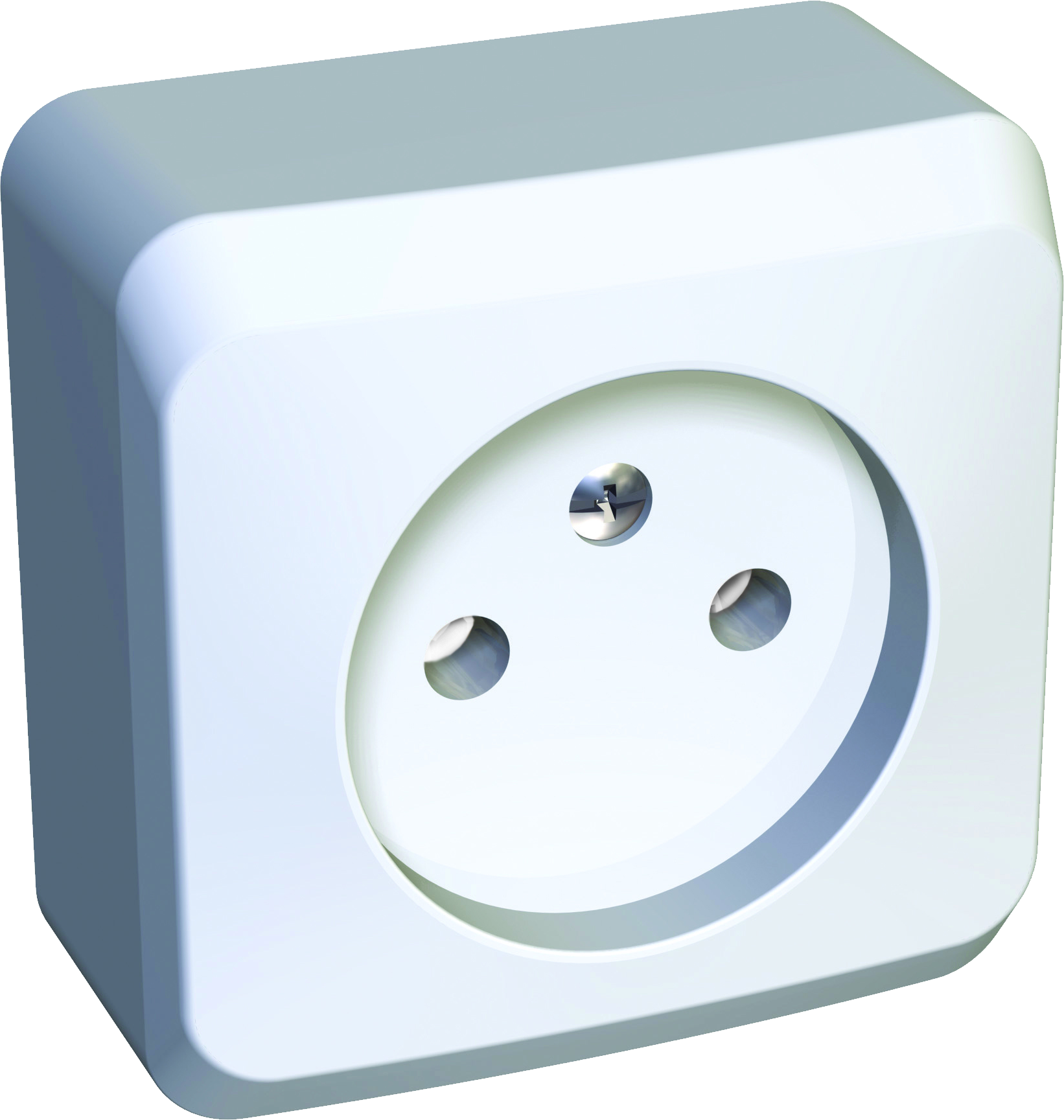 Blue Square Wall Outlet With Round European Socket PNG Product Image