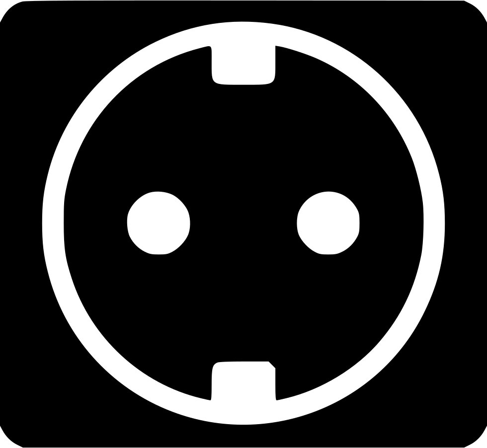 Bold Round Electrical Socket Symbol On Black Background PNG Icon