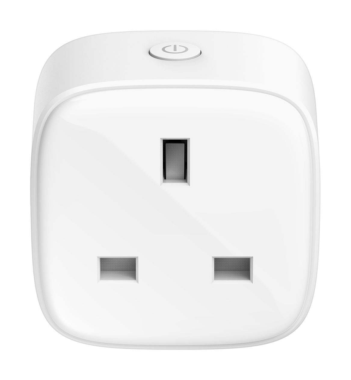 Compact White British Plug Adapter With Three Pin Socket PNG Image