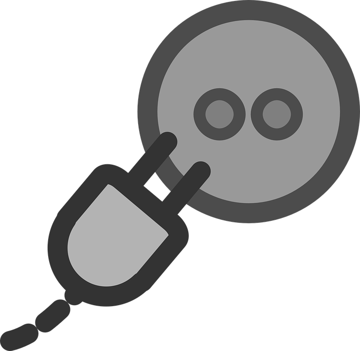 Gray Circular Power Socket And Plug Connected Cable Illustration PNG