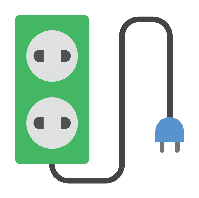 Green Double Power Outlet Connected To Blue Plug Illustration PNG