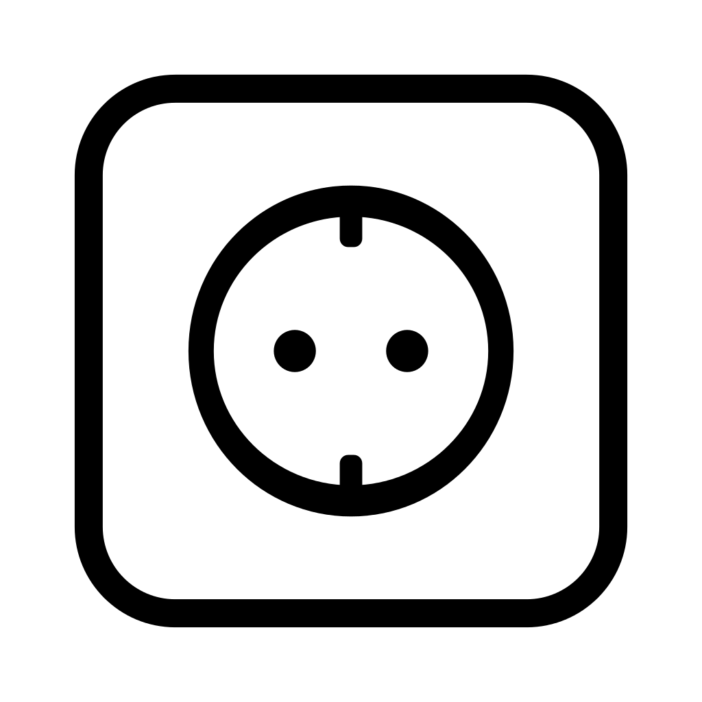 Minimal Black European Outlet Icon Inside Rounded Square PNG Image