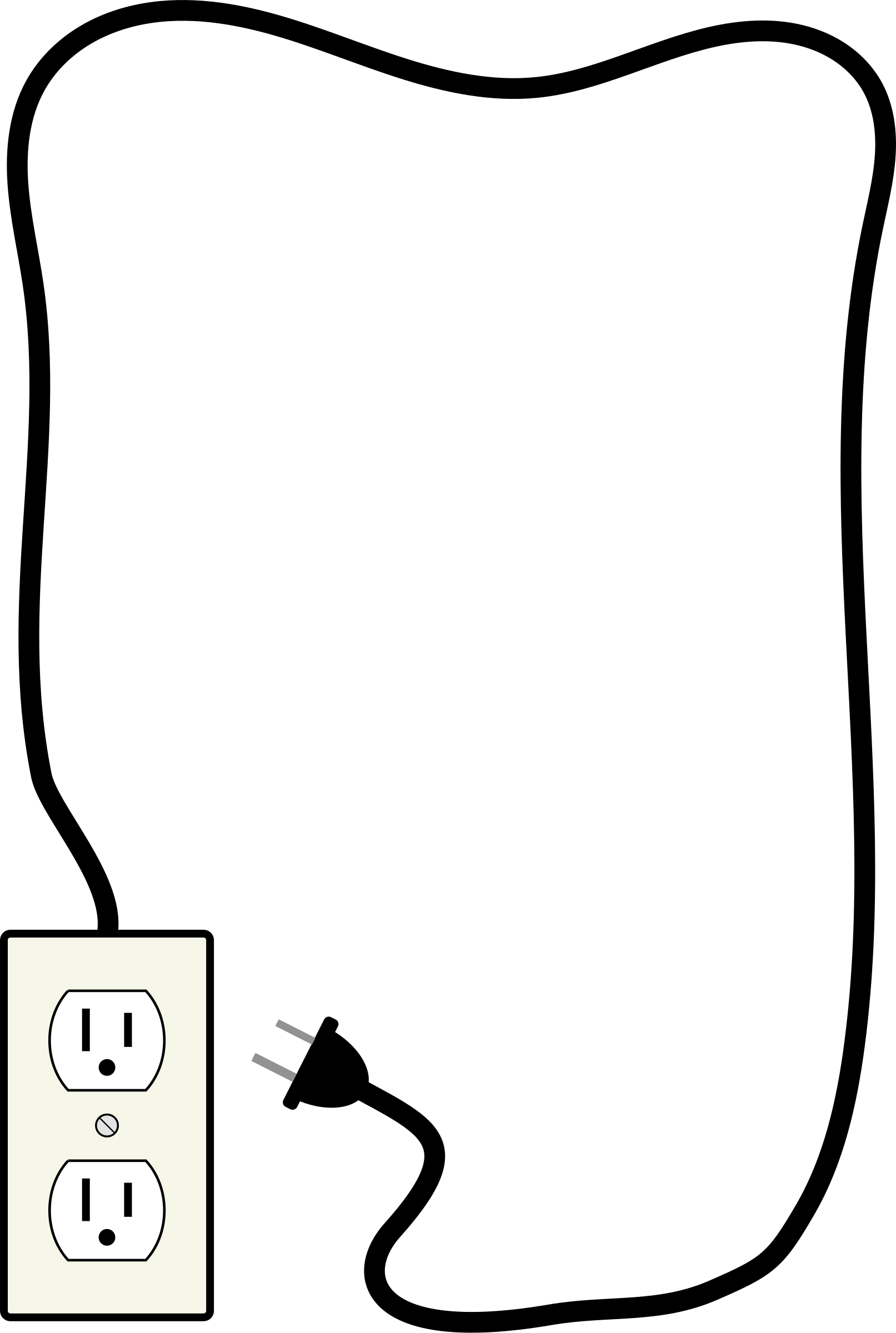 Wall Outlet And Long Plugged In Power Cable Minimal Line Art PNG