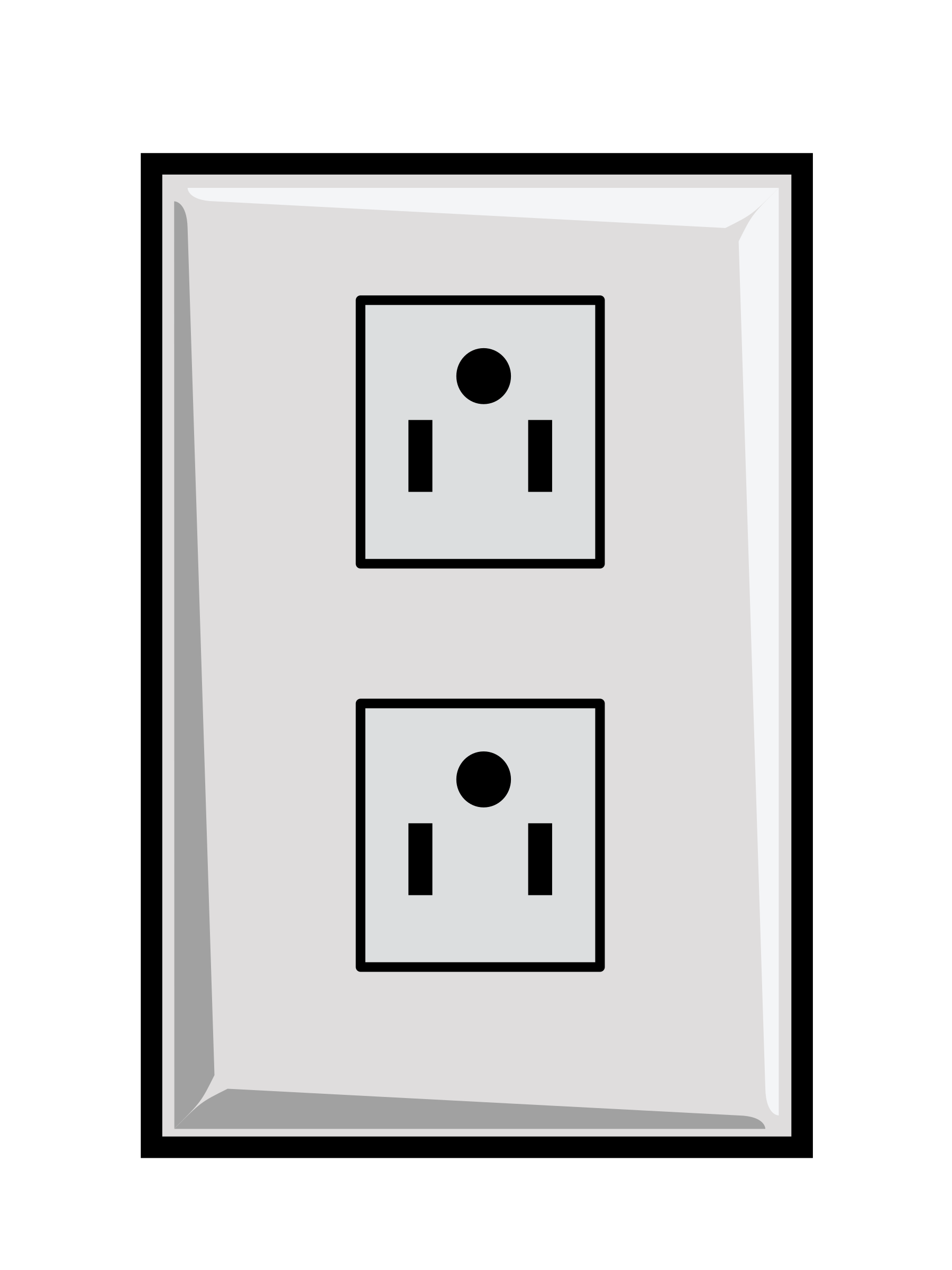 Wall Plate With Two Small Power Receptacles Line Drawing PNG Graphic
