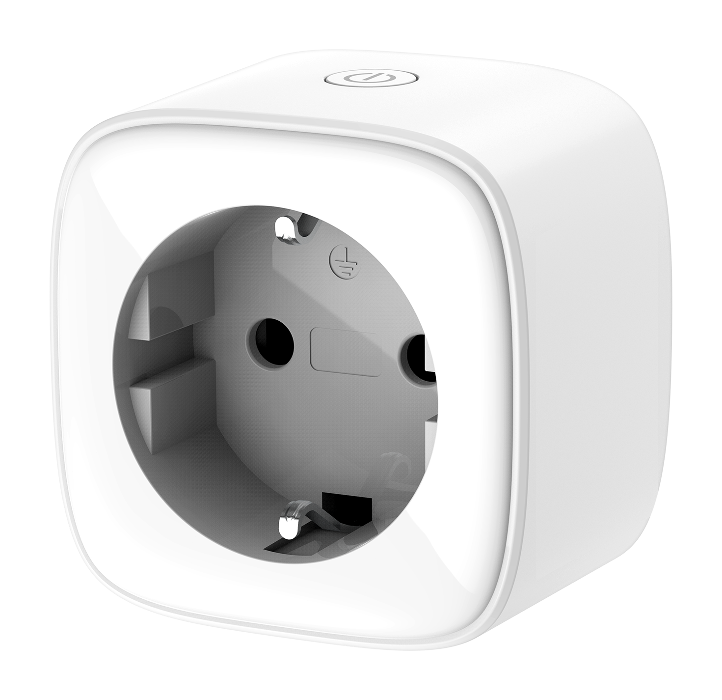 White European Smart Plug With Recessed Schuko Socket PNG Product Photo