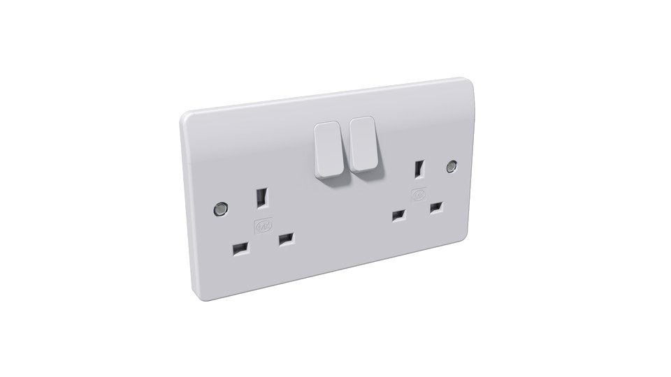 White Three Socket UK Extension Adapter With Angled Plug Pins PNG Image