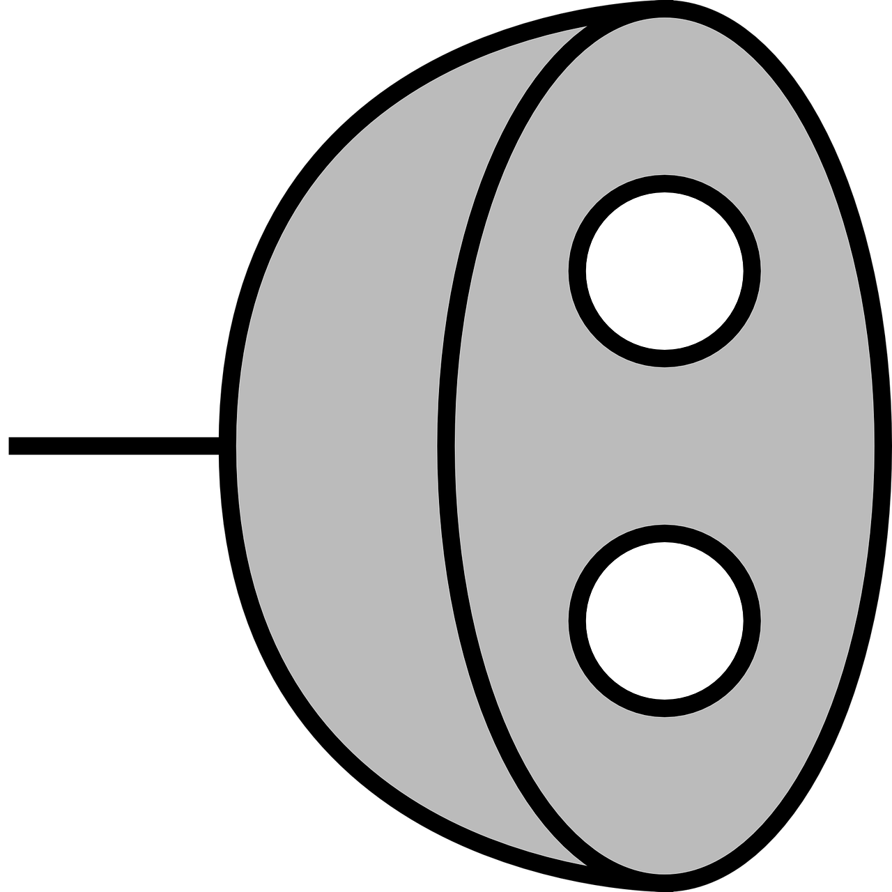 Side View Electrical Wall Outlet Symbol With Two Circular Holes PNG Icon