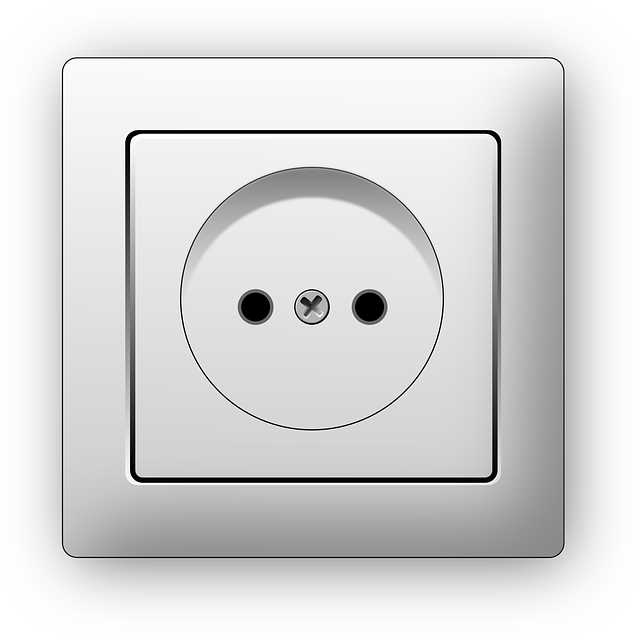 Square French Wall Socket Plate With Two Pin Receptacle PNG Product Image