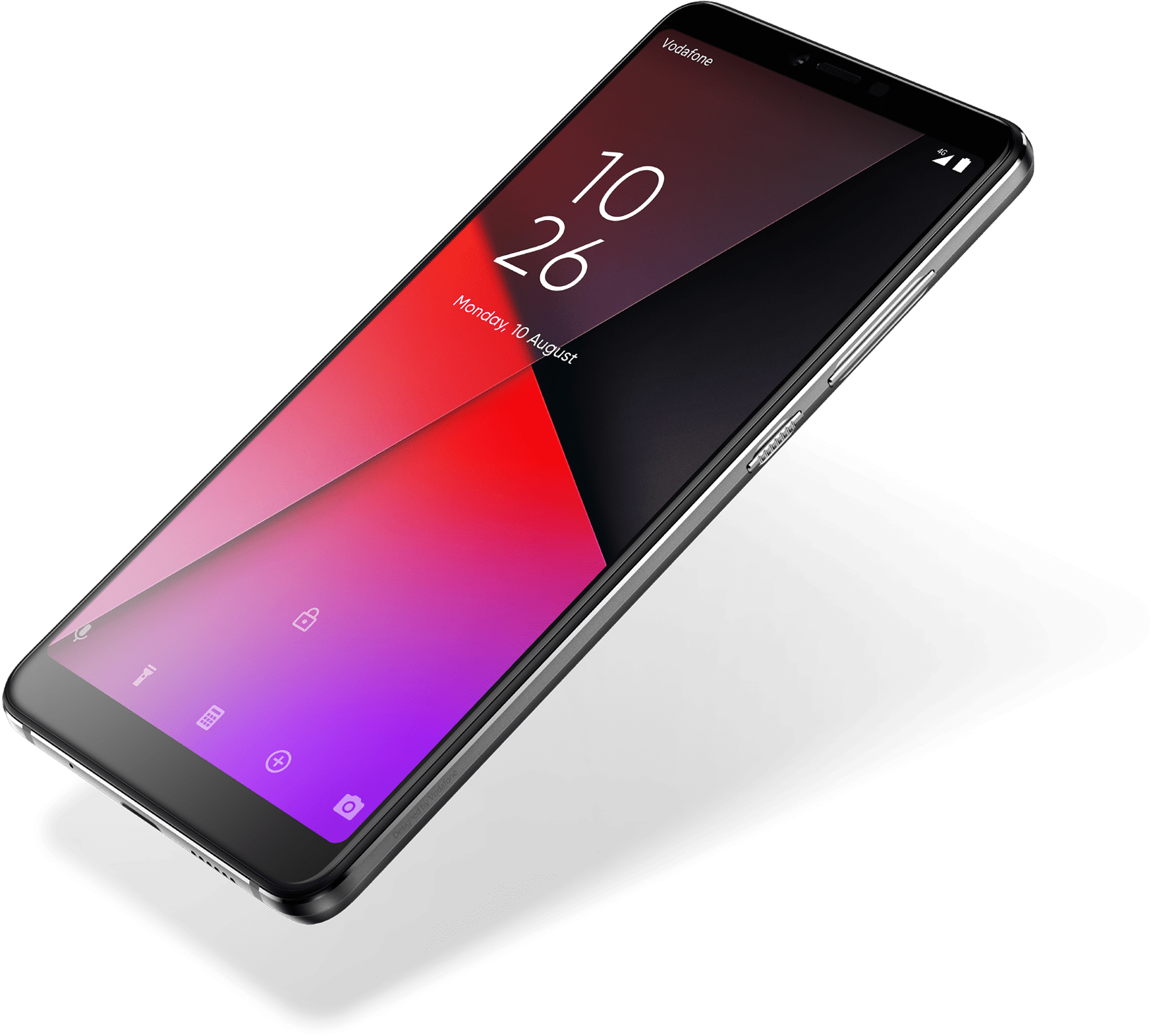 Angled Black Smartphone With Red Purple Gradient Display PNG Product Image