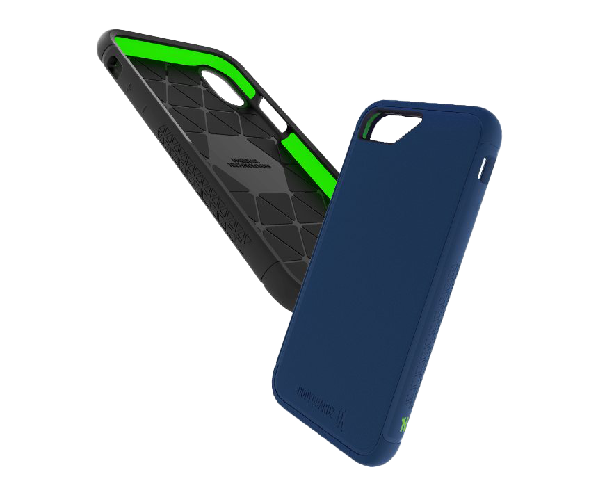 Black Phone Case And Blue Back Cover Displayed Side By Side PNG Image