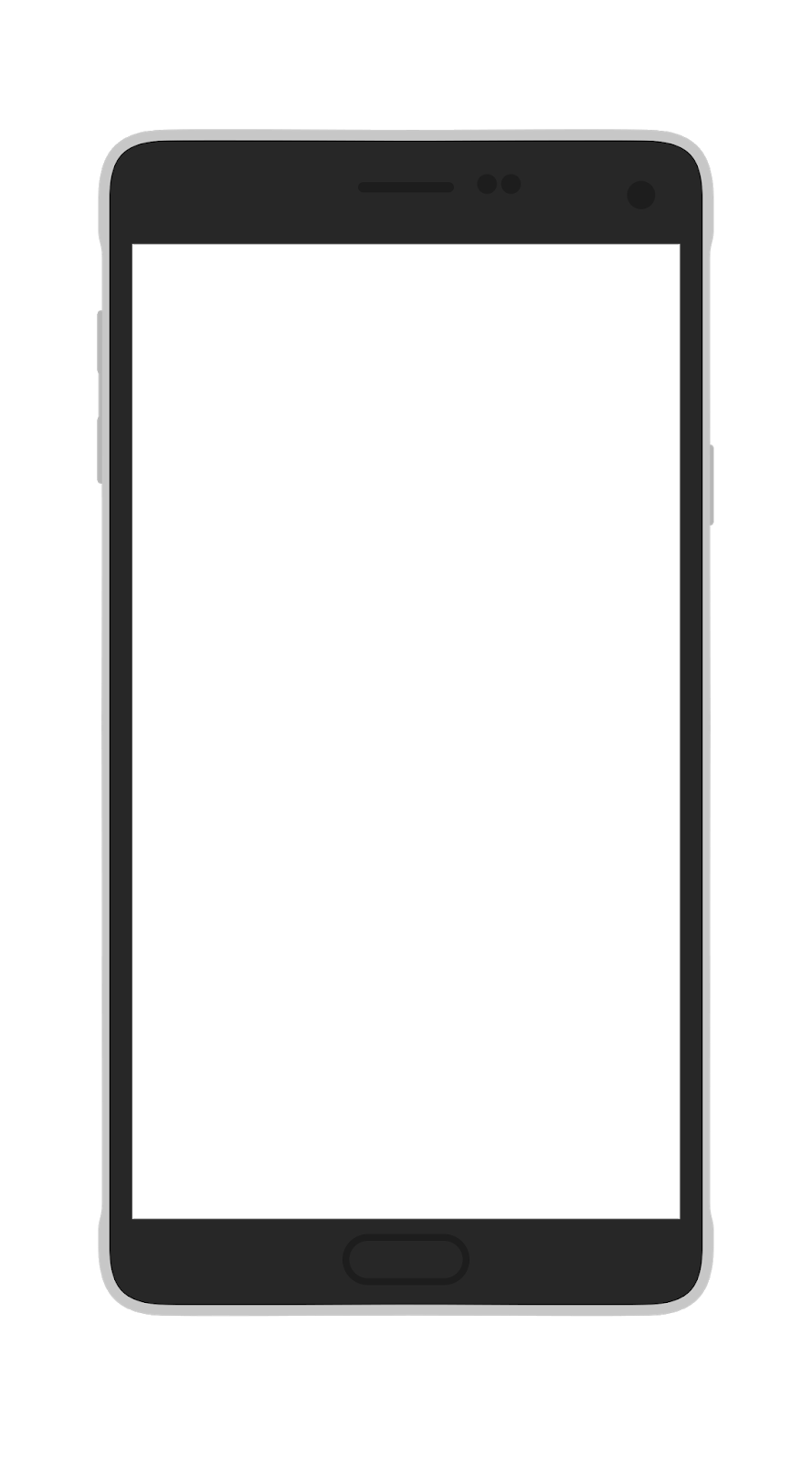 Black Smartphone Frame With White Empty Screen And Thick Border PNG