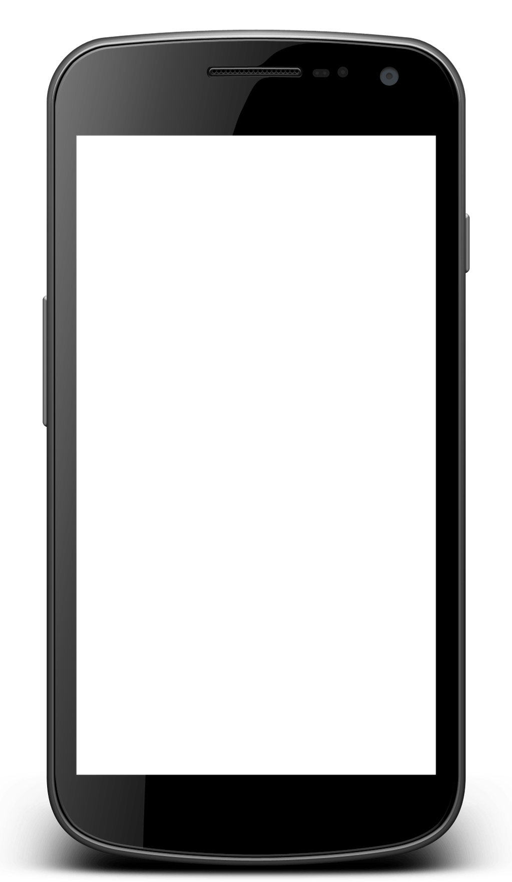 Black Smartphone Front Frame With Empty White Display PNG Mockup
