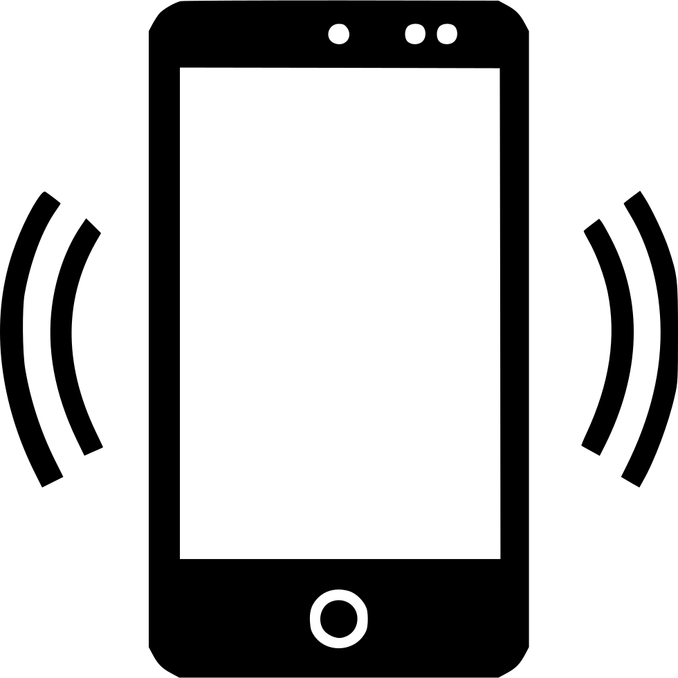 Black Smartphone Icon With Curved Sound Waves On Both Sides PNG Graphic