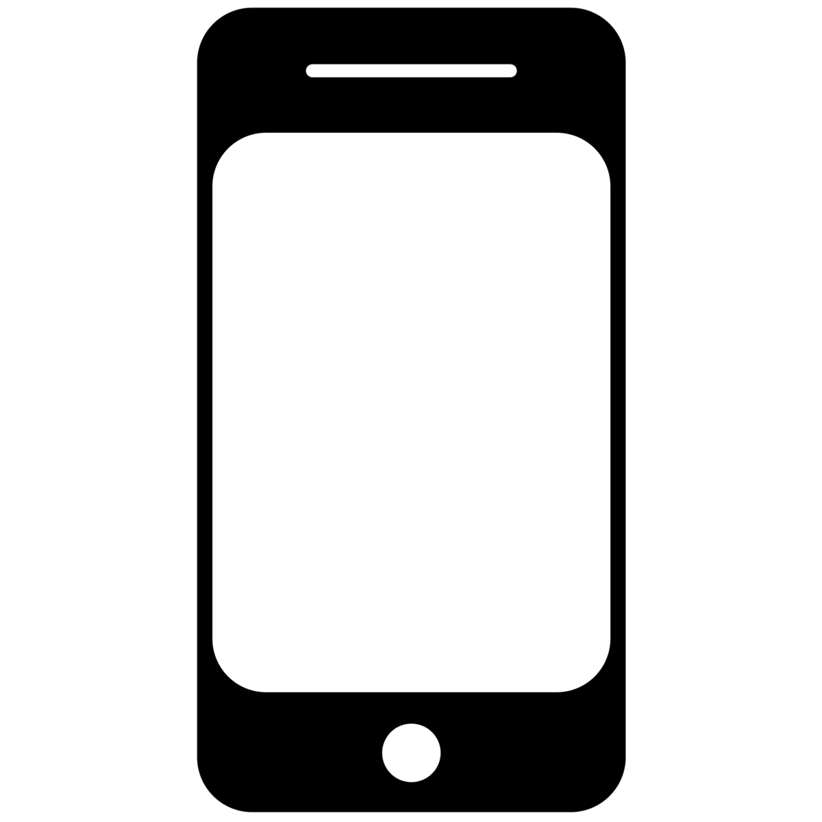 Black Smartphone Silhouette With Large Blank Screen PNG Mockup Icon