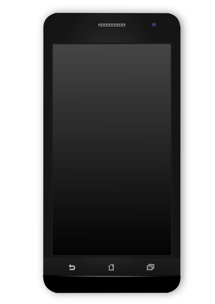 Classic Black Smartphone Front View With Blank Dark Screen PNG Product Image