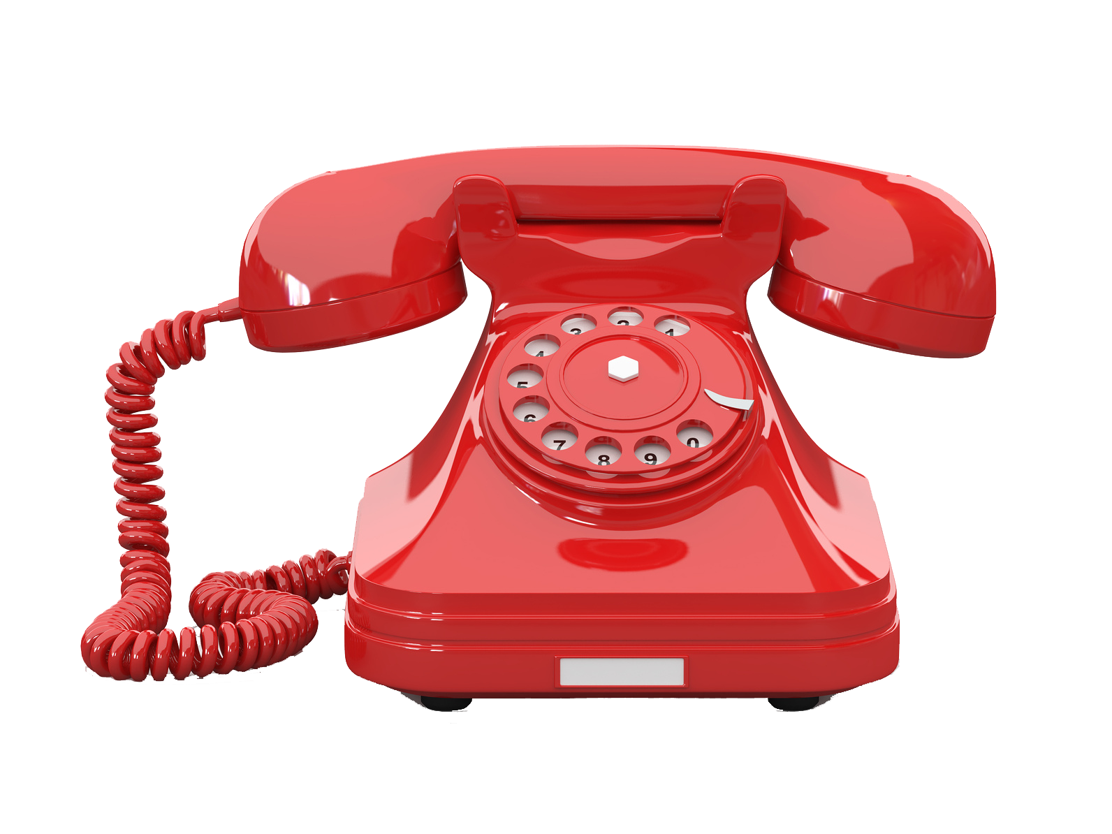 Classic Red Rotary Dial Landline Telephone With Curled Cord PNG Product Image