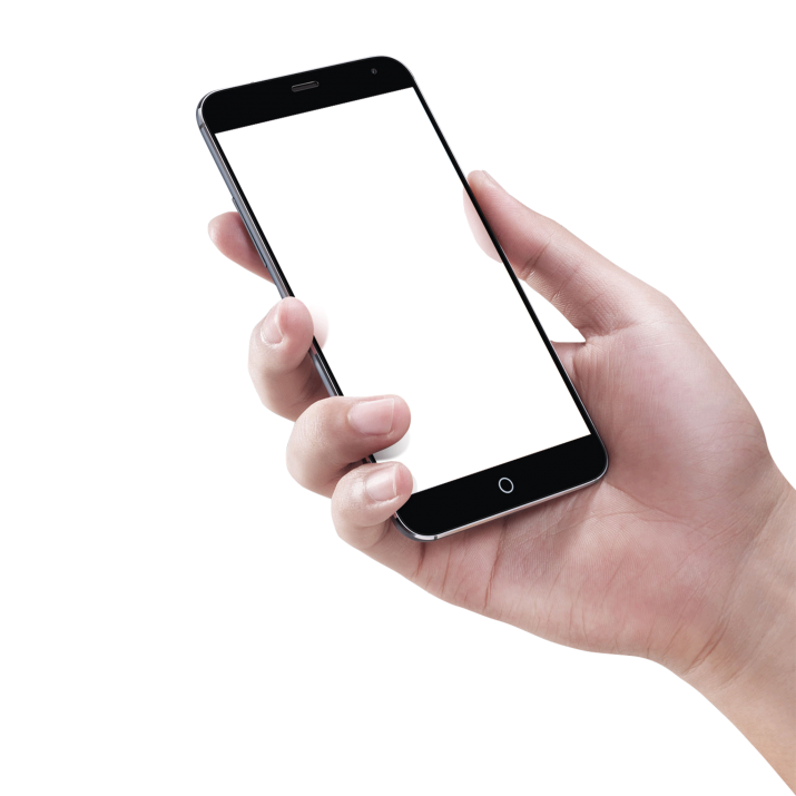 Hand Holding White Touchscreen Smartphone With Blank Display PNG Image
