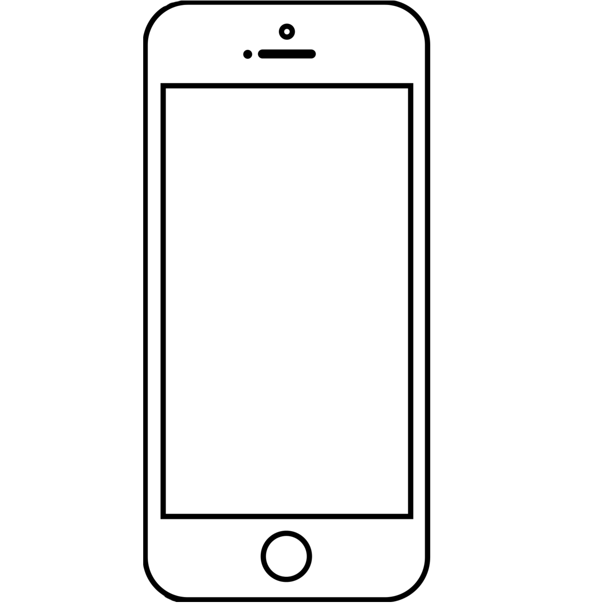 Minimal Line Drawing Of White Smartphone With Home Button PNG Mockup