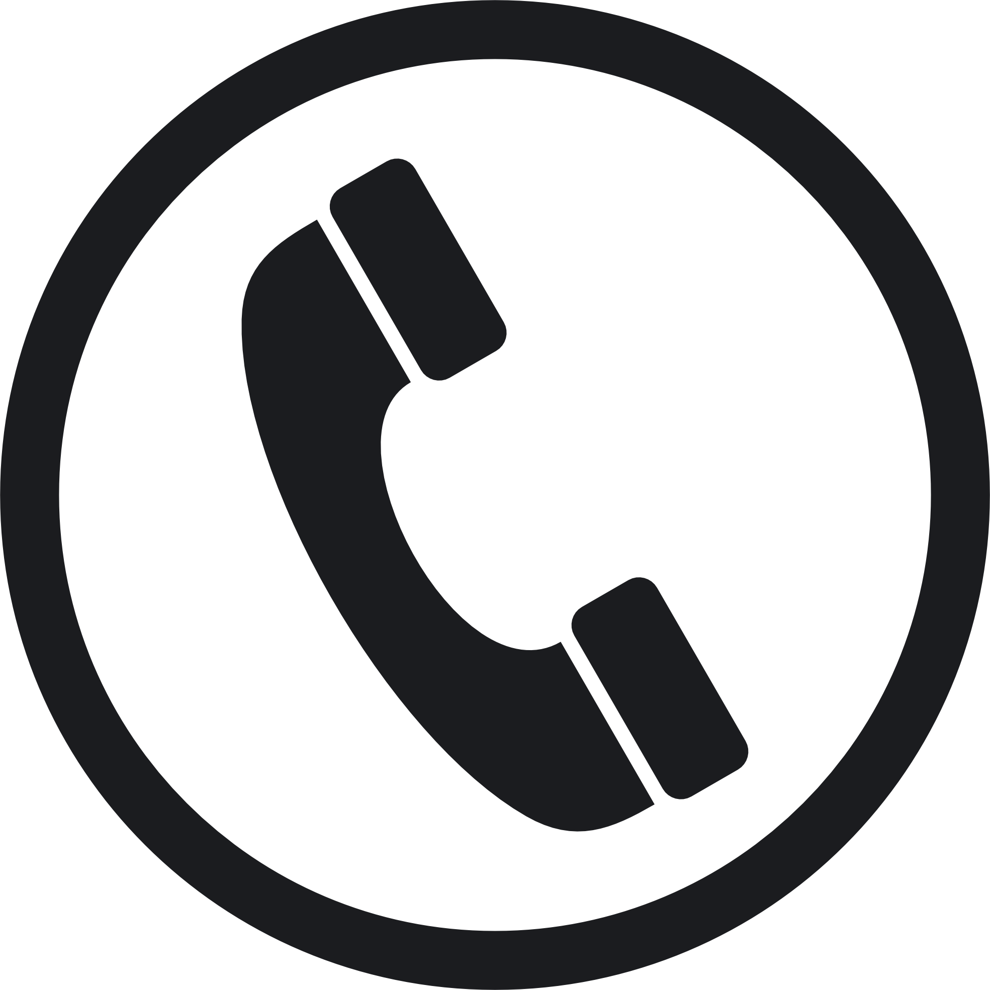 Telephone Handset Symbol Inside Thin Circular Outline PNG Icon