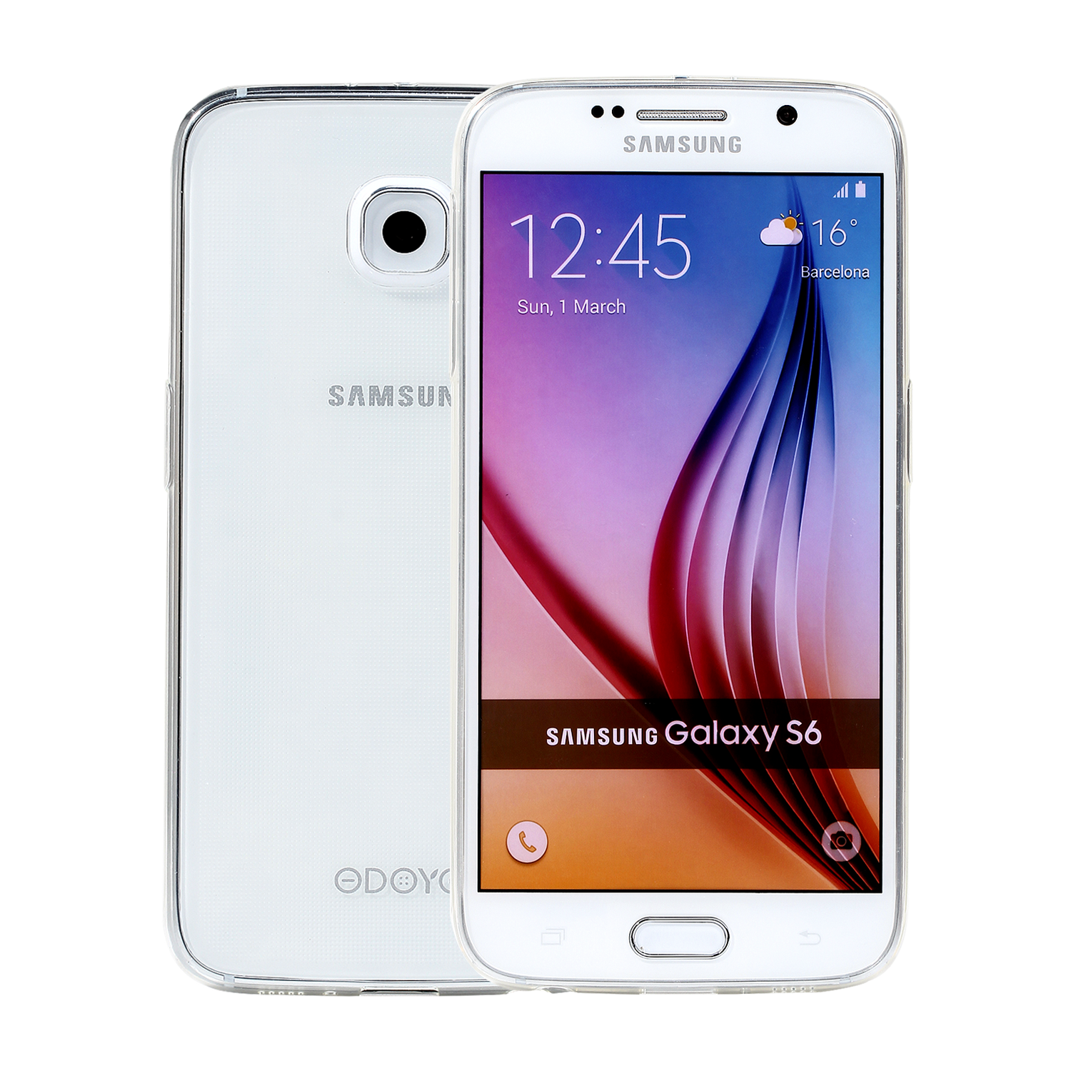White Android Smartphone Front And Back Views With Color Display PNG