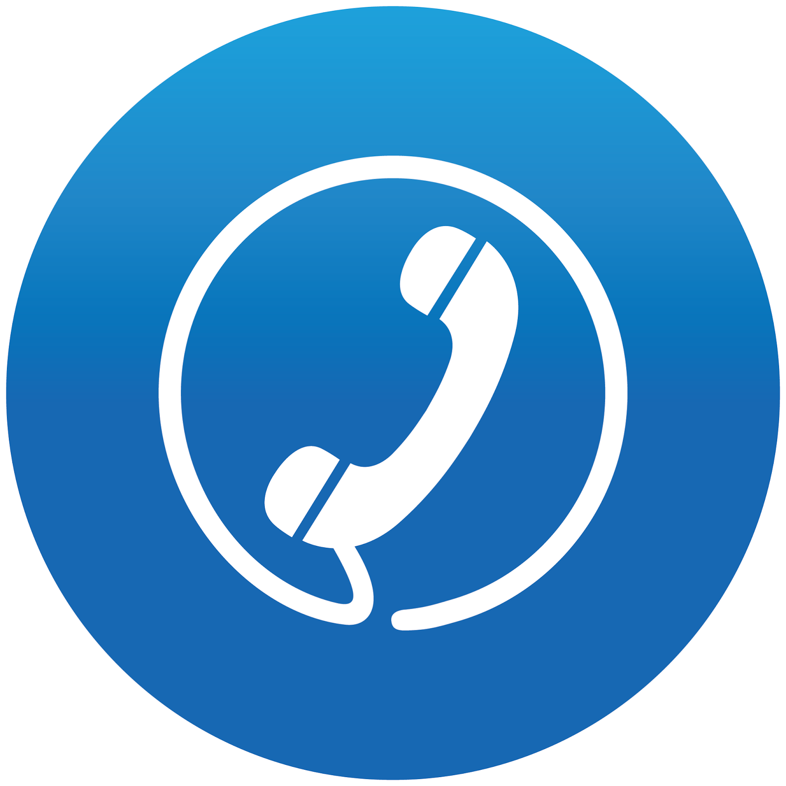 White Phone Handset In Blue Circular Communication Icon PNG Graphic