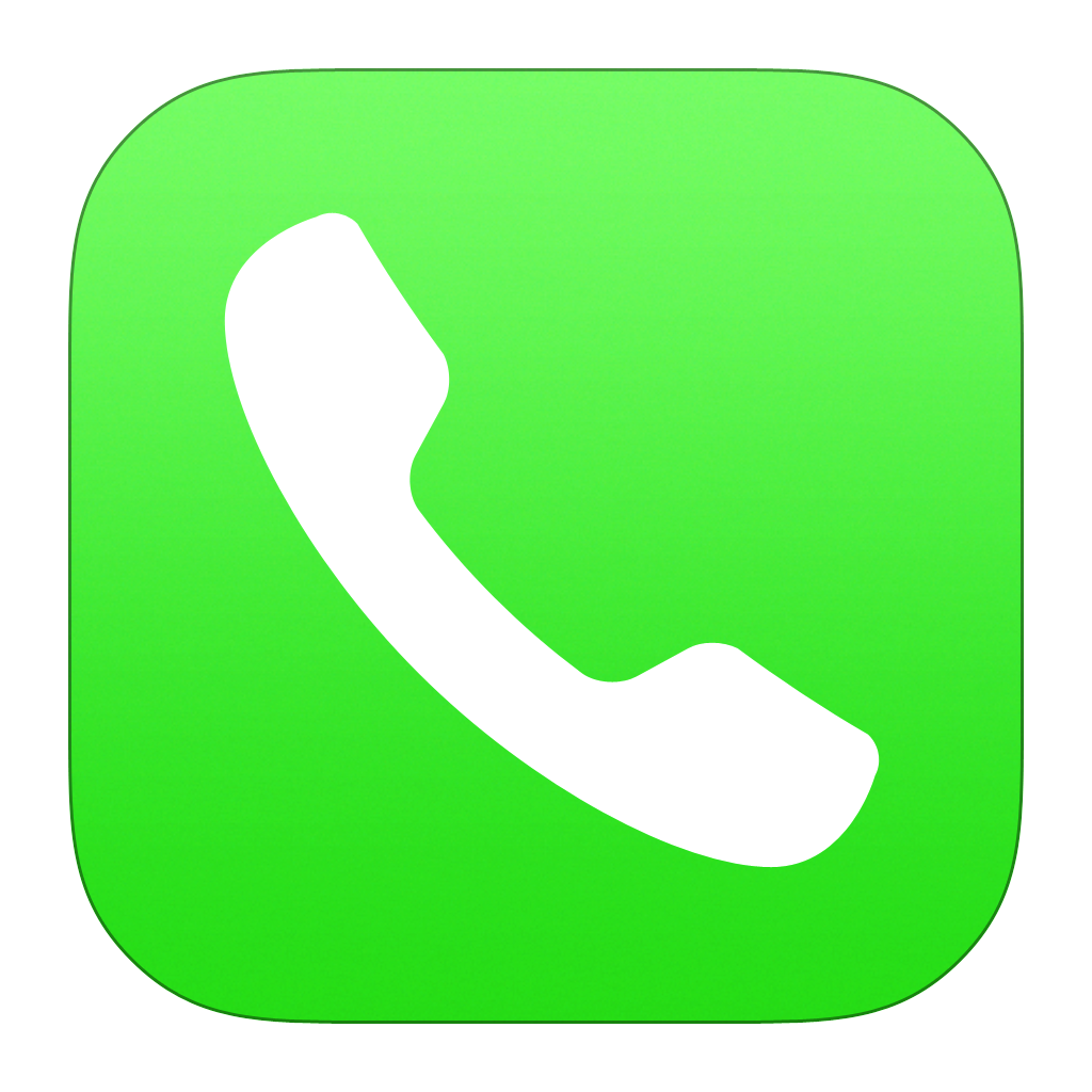 White Phone Receiver Symbol Inside Green Rounded Square App Icon PNG