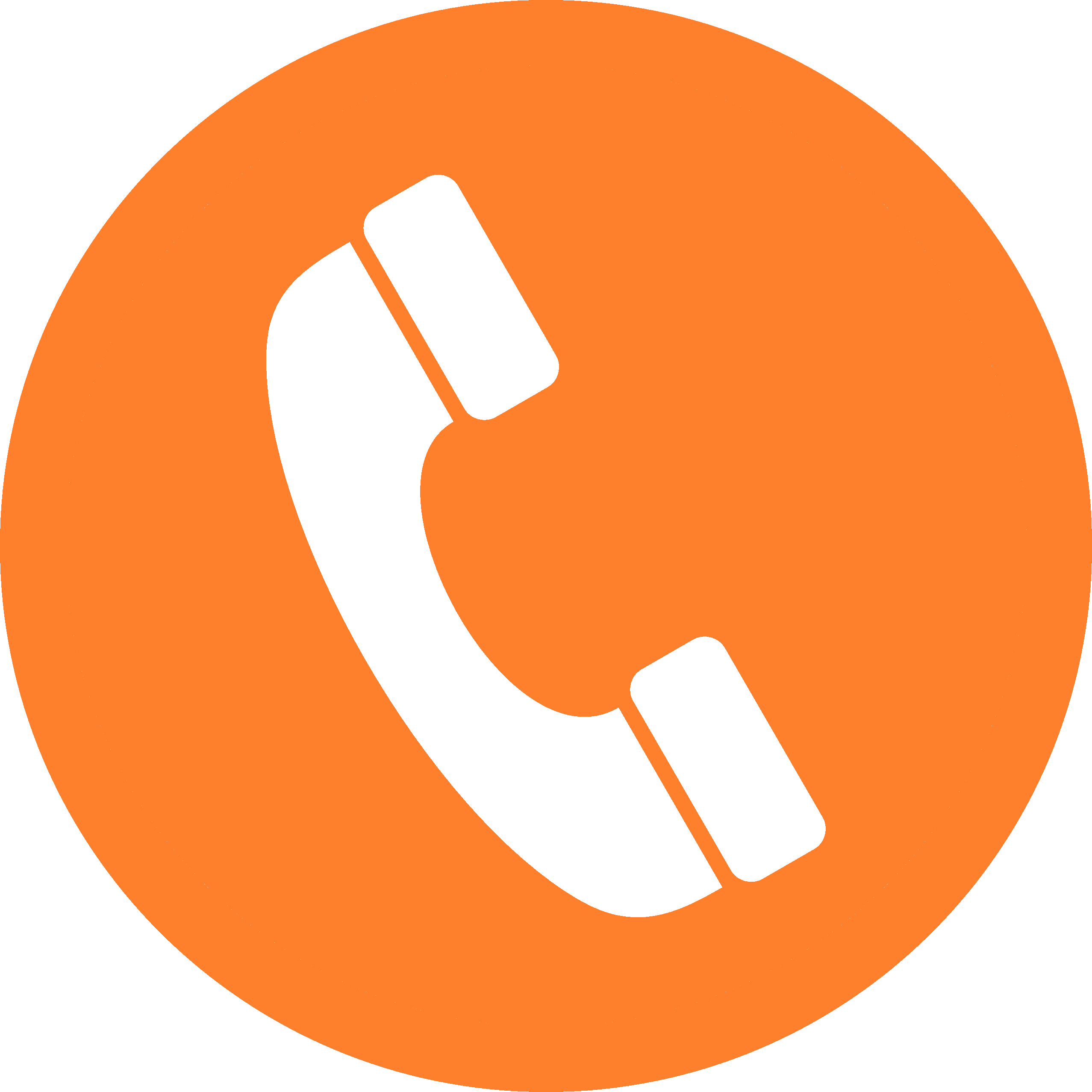White Telephone Handset Inside Orange Circle Contact Icon PNG Graphic