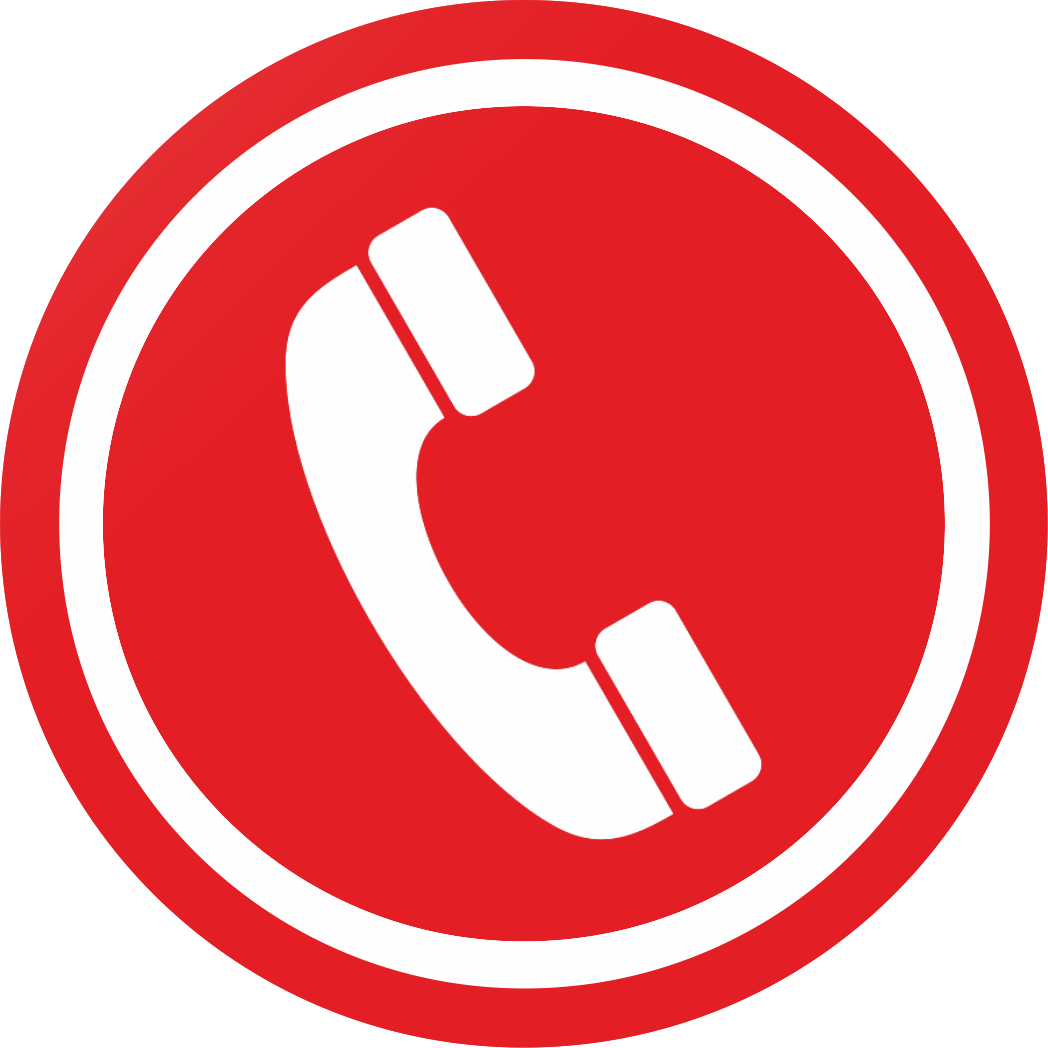 White Telephone Handset Inside Red Circular Call Button PNG Icon