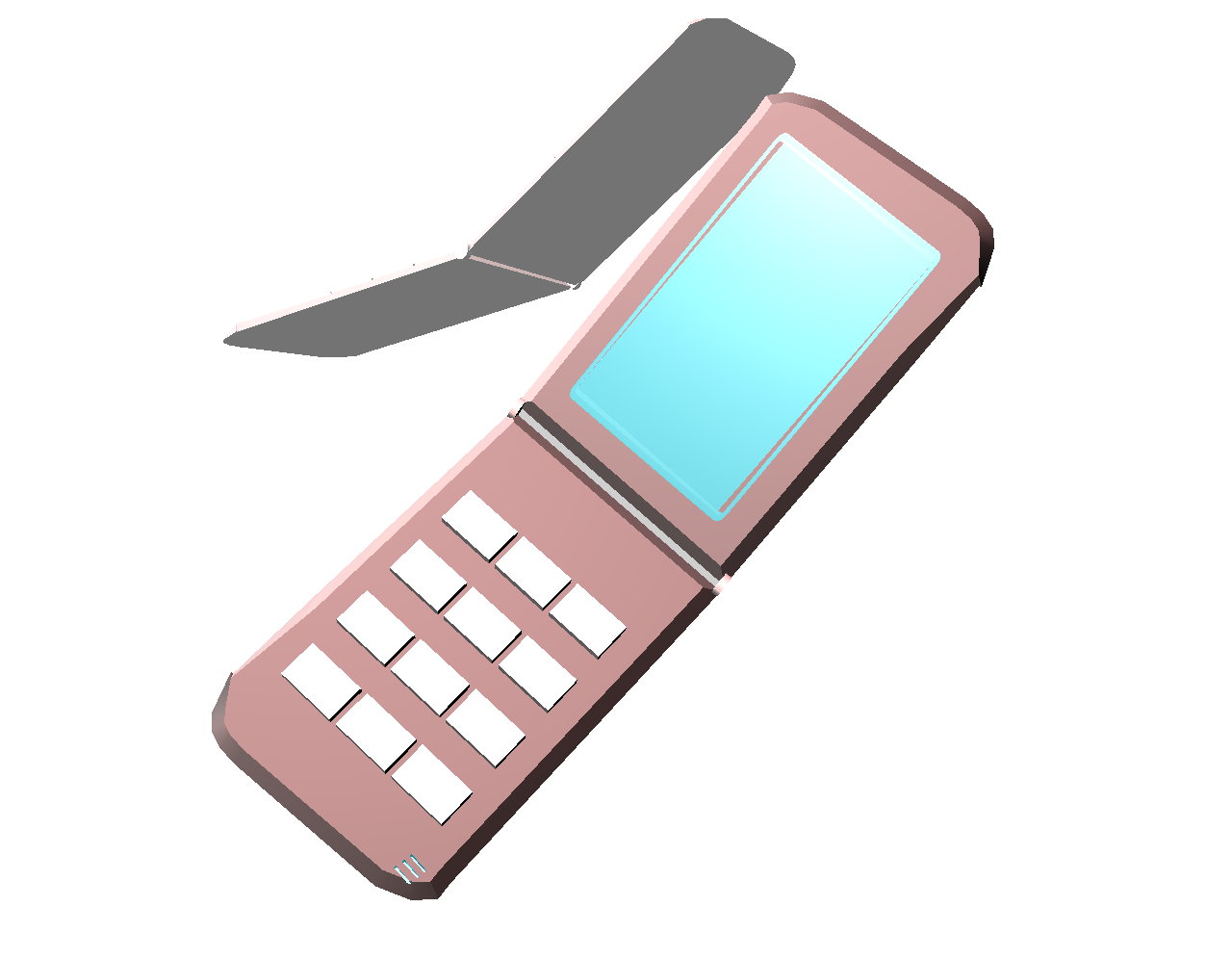 Open Pink Flip Phone With Keypad And Blue Inner Display PNG Illustration