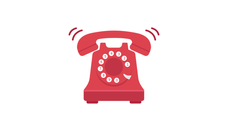 Red Vintage Telephone Icon With Sound Waves And Rotary Dial PNG Illustration