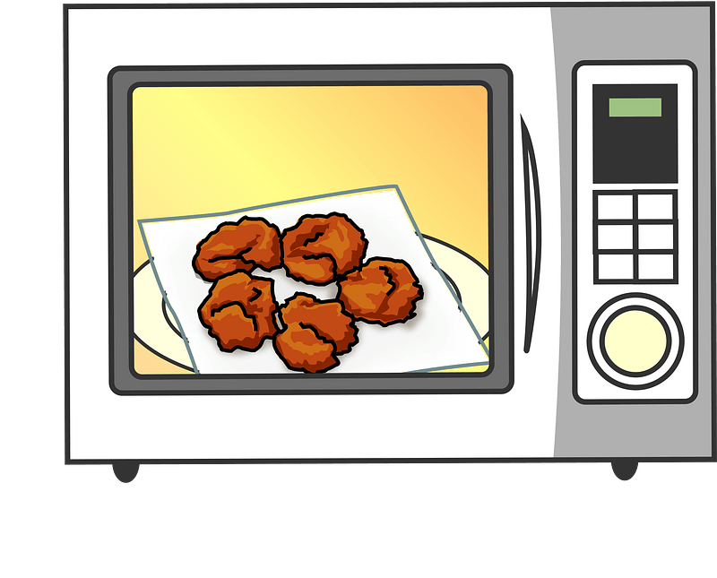Cute Cartoon Microwave Cooking A Plate Of Chicken PNG Illustration