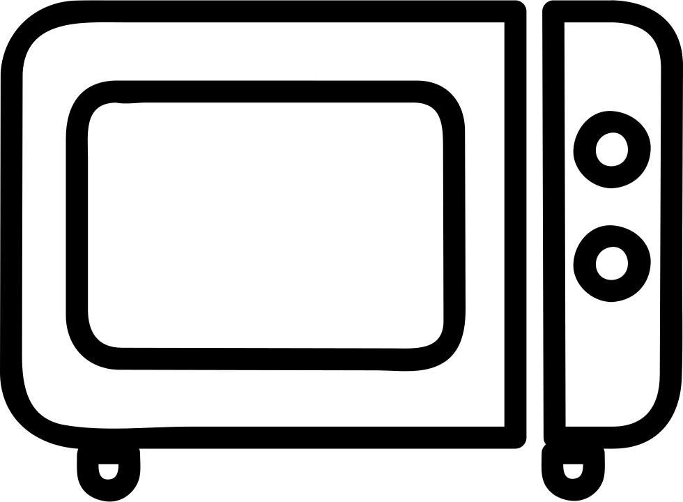 Minimal Line Drawing Of Microwave Oven With Side Control Panel PNG