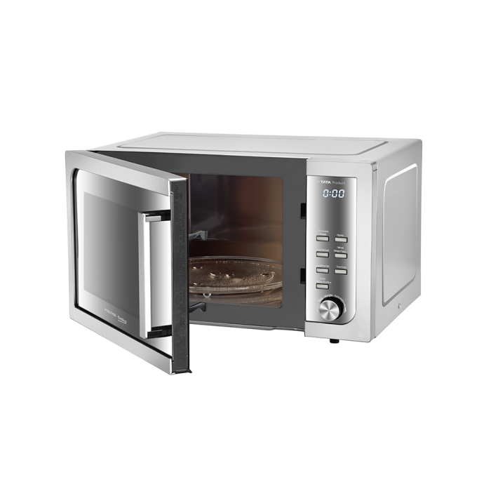 Small White Microwave Oven With Open Door And Interior Light PNG