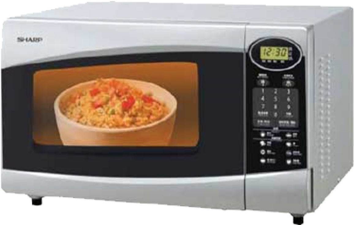 Stainless Microwave Heating Bowl Of Food With Digital Timer Display PNG Image