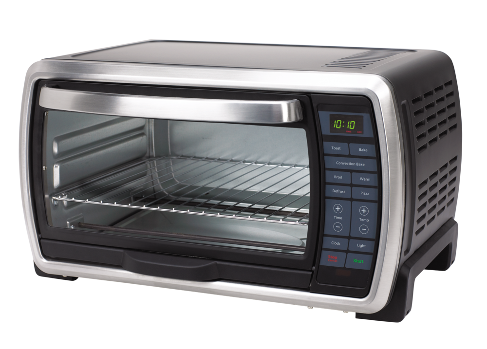 Stainless Steel Countertop Convection Oven With Glass Door And Rack PNG Photo